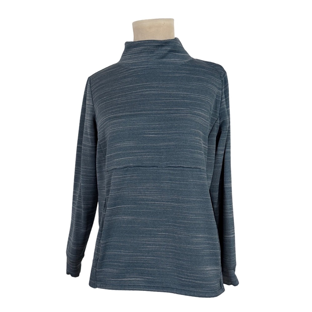 Zelos‎ Women's Mock Neck Striped Long Sleeve Activewear Top Size S Athleisure